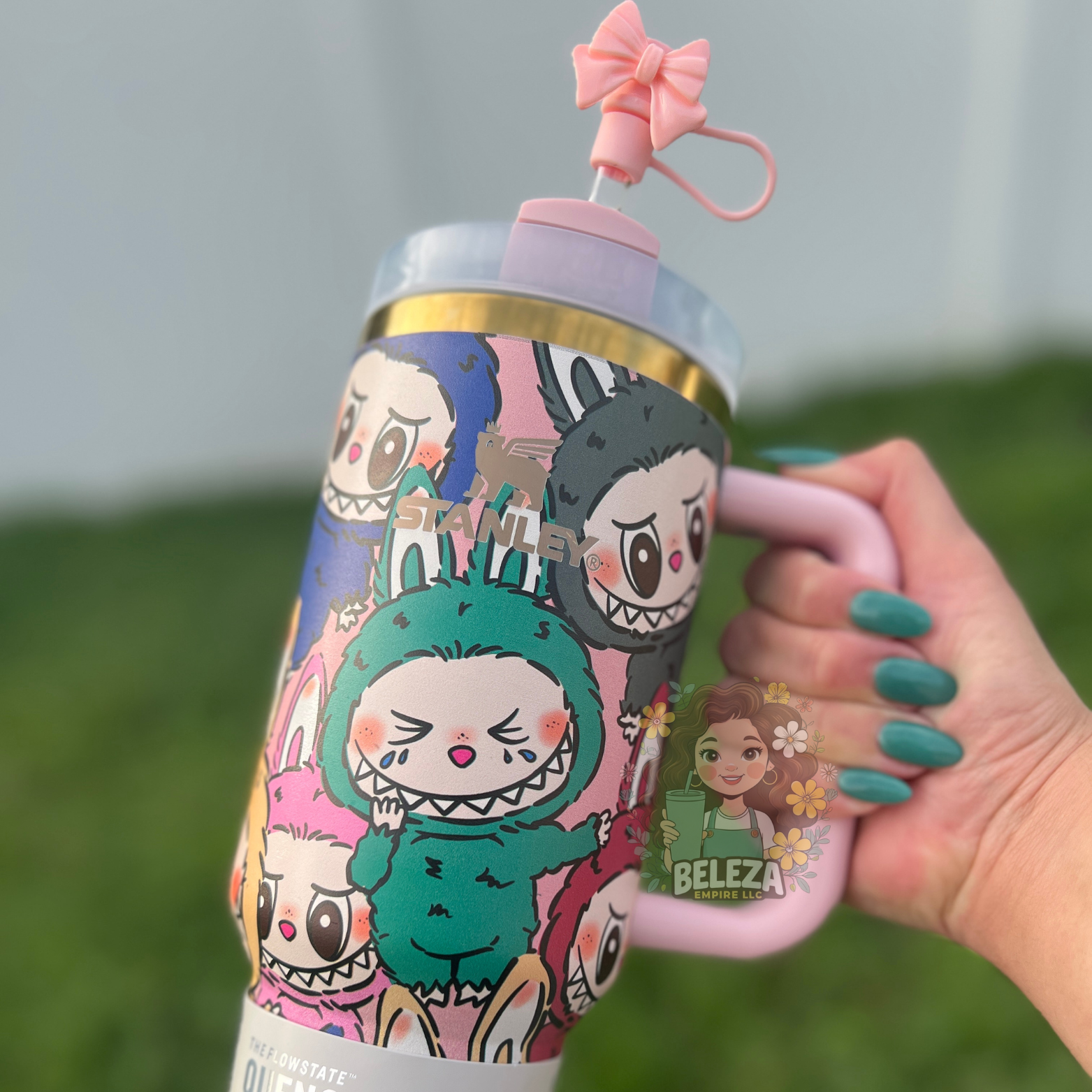 Stanley x Labubu cartoon 40oz tumbler| BPA Free | Limited Edition printed |  with design box and tumbler sleeve bag