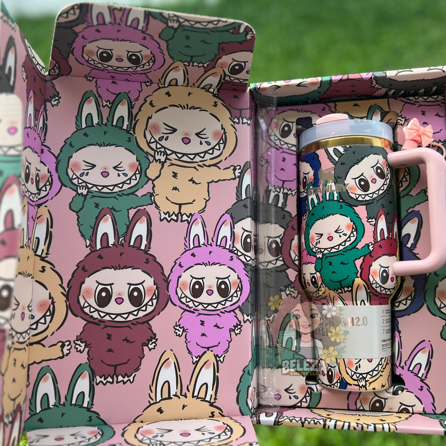 Stanley x Labubu cartoon 40oz tumbler| BPA Free | Limited Edition printed |  with design box and tumbler sleeve bag