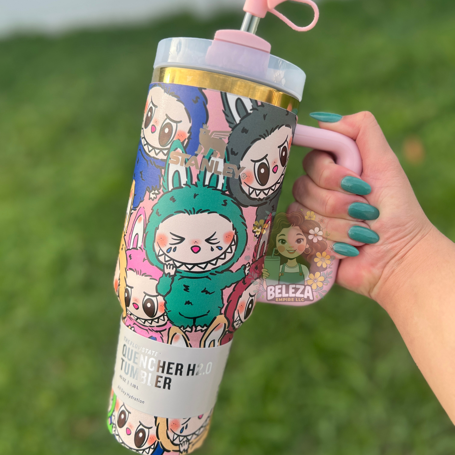 Stanley x Labubu cartoon 40oz tumbler| BPA Free | Limited Edition printed |  with design box and tumbler sleeve bag