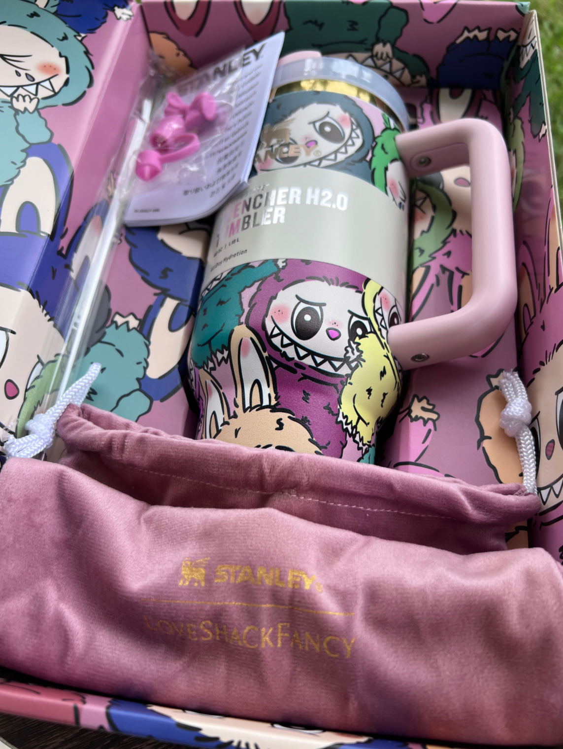 Stanley x Labubu cartoon 40oz tumbler| BPA Free | Limited Edition printed |  with design box and tumbler sleeve bag