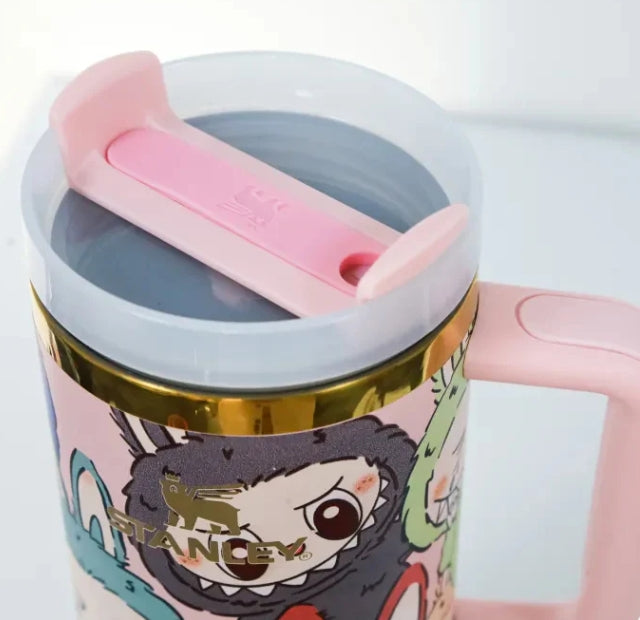 Stanley x Labubu cartoon 40oz tumbler| BPA Free | Limited Edition printed |  with design box and tumbler sleeve bag